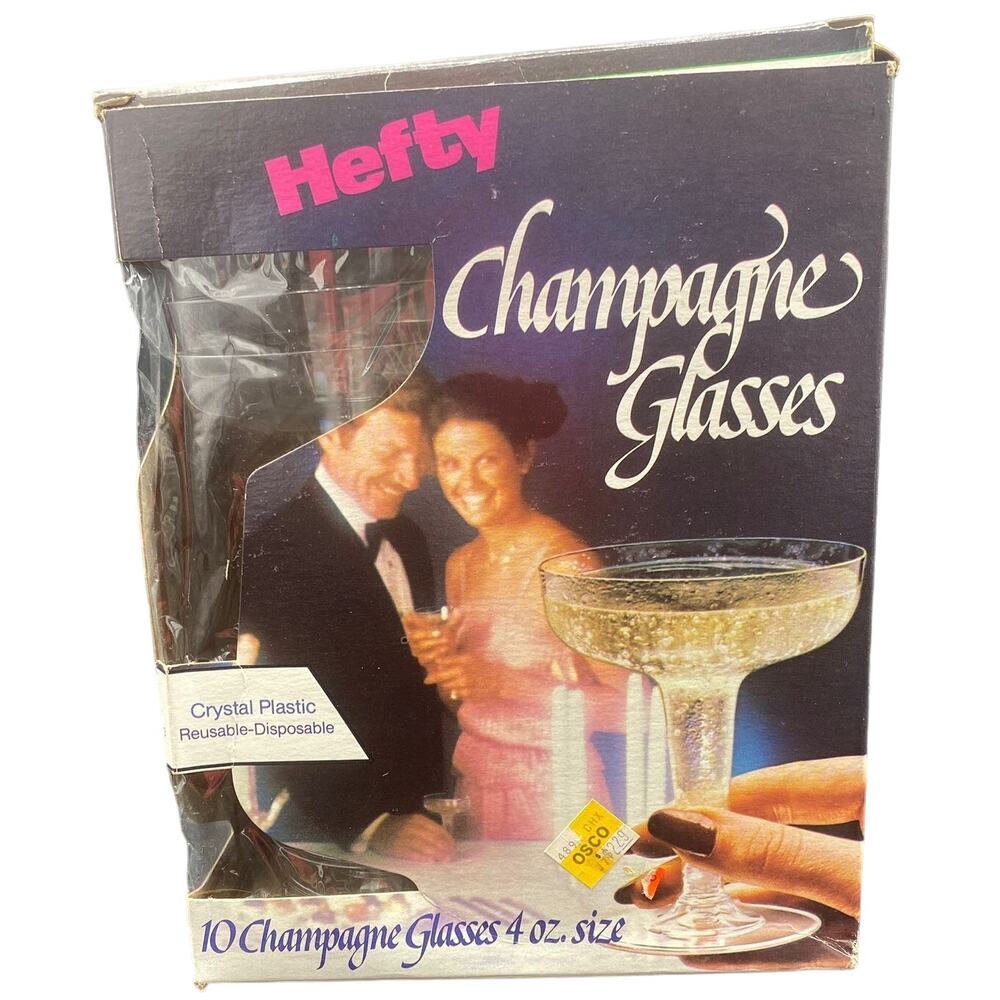 Vintage 1980s Hefty Wine Glasses NIB 10 Glasses Retro Mobil Advertising